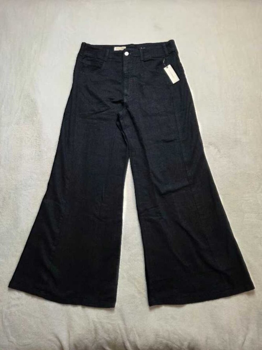 New 30 Anthropologie x Pilcro Adi linen blend flare pants in Meteorite black